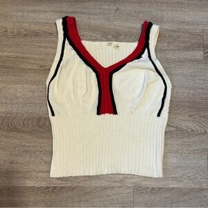 Anthropologie Moth White and Red Knit Tank Top